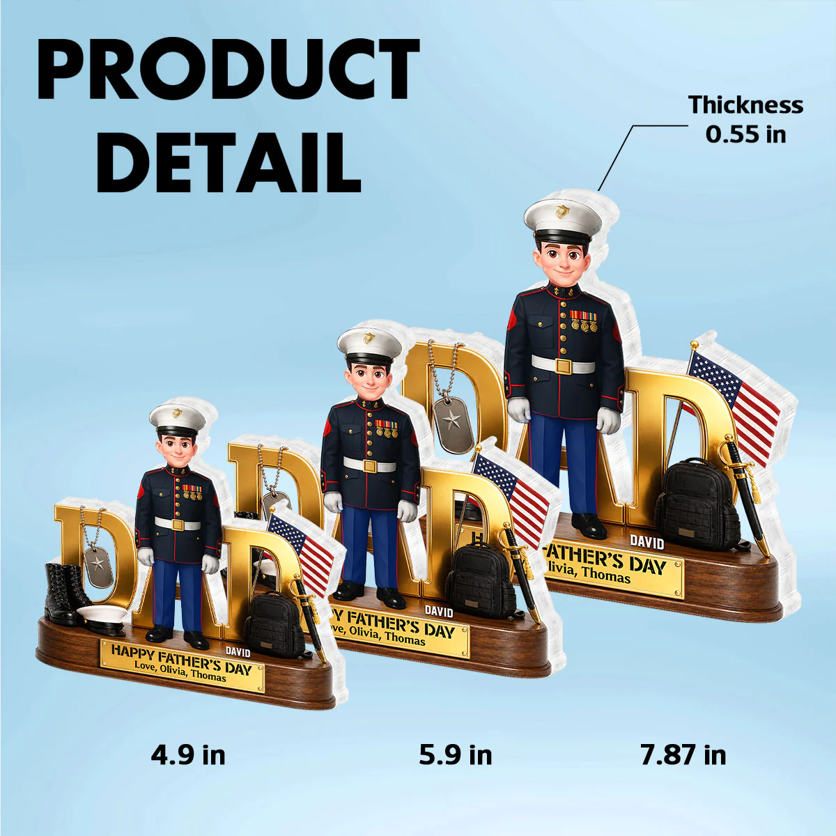 Proud American Marine Dad You Are Our Hero 2D Flat - Personalized Acrylic Block Plaque - Gift For Dad - Image 7