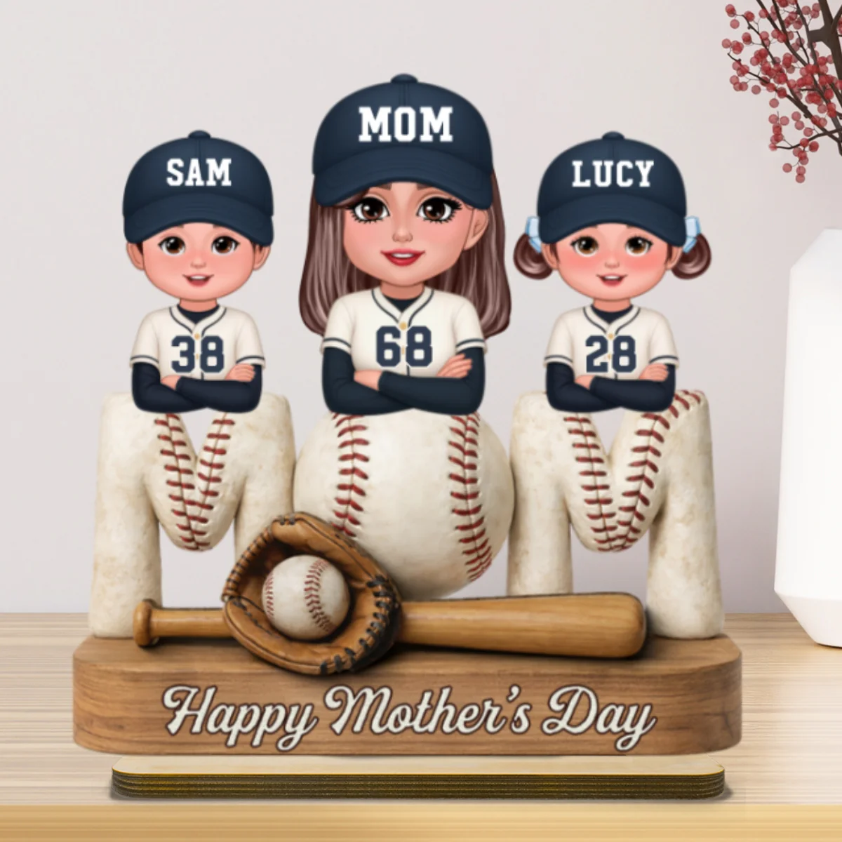 Proud Baseball Mom - Personalized 2-Layered Wooden Plaque - Gift For Mom - Image 11