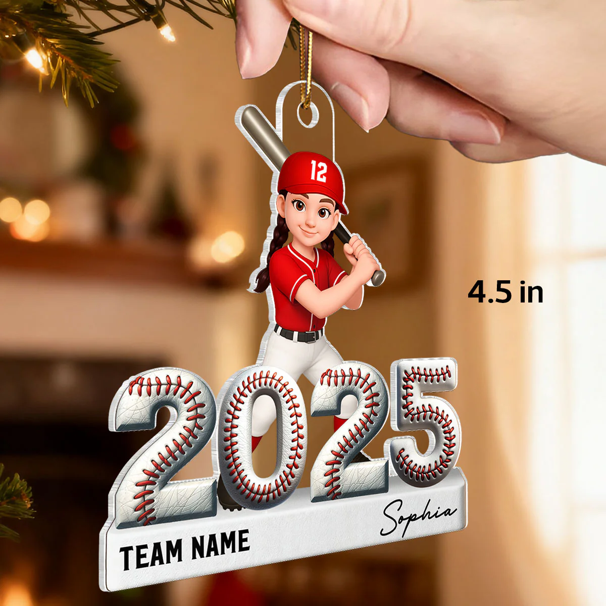Proud Baseball Player With Year 3D Effect - Personalized Acrylic Ornament - Gift For Teenage, Kids - Image 2