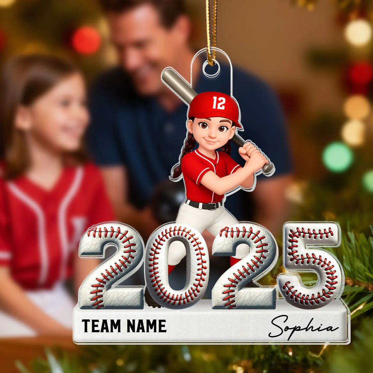 Proud Baseball Player With Year 3D Effect - Personalized Acrylic Ornament - Gift For Teenage, Kids - Image 4
