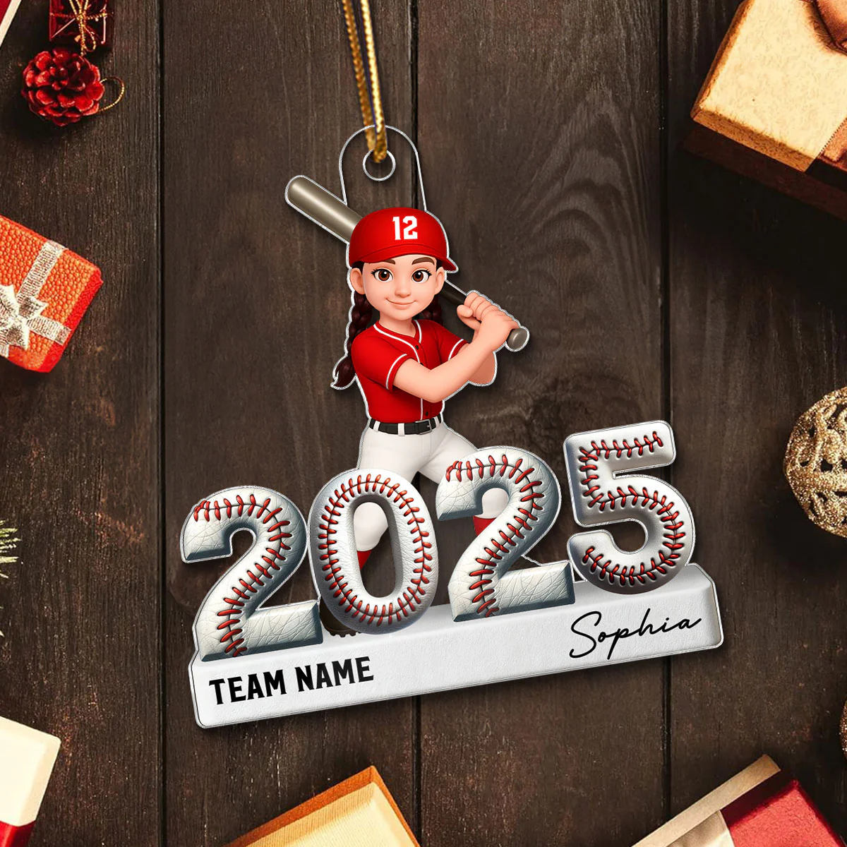 Proud Baseball Player With Year 3D Effect - Personalized Acrylic Ornament - Gift For Teenage, Kids - Image 5