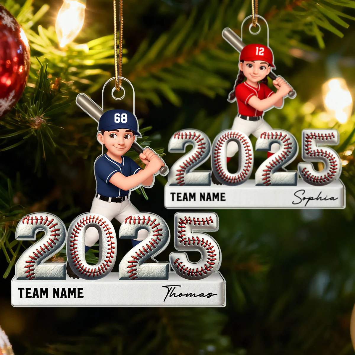 Proud Baseball Player With Year 3D Effect - Personalized Acrylic Ornament - Gift For Teenage, Kids - Image 6