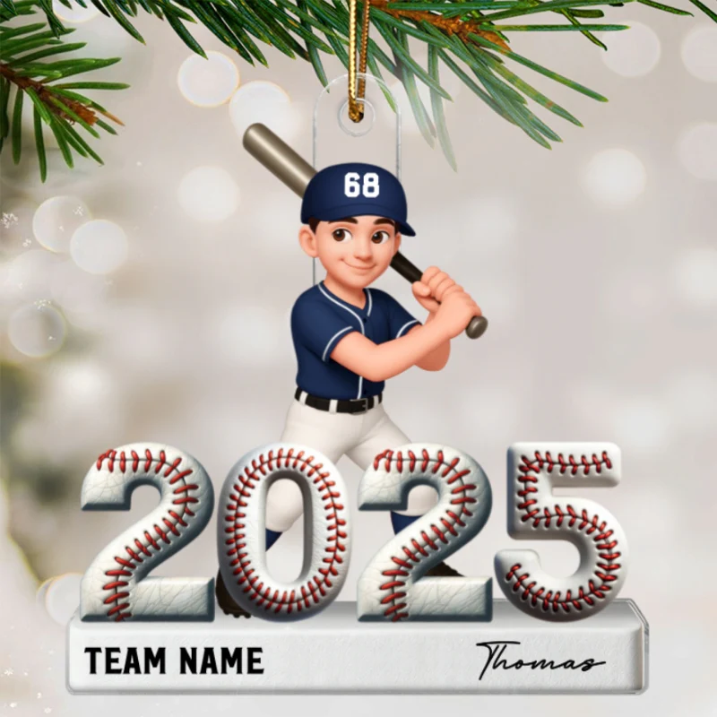 Proud Baseball Player With Year 3D Effect - Personalized Acrylic Ornament - Gift For Teenage, Kids - Image 8