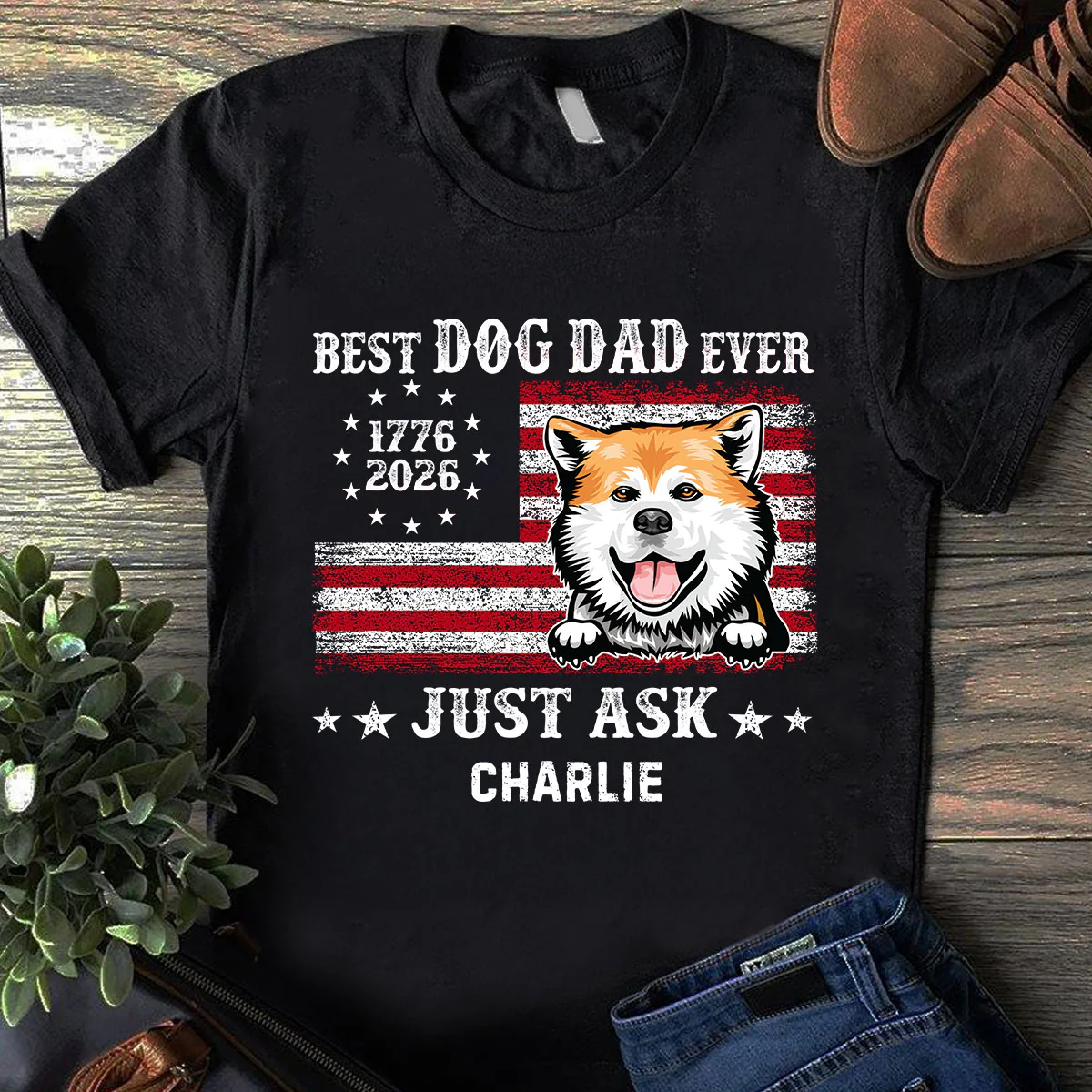 Proud Best Dog Dad Ever Nation Flag 250th Anniversary - Personalized Shirt - Father's Day Gift For Dog Dad, Dog Lovers - Image 10