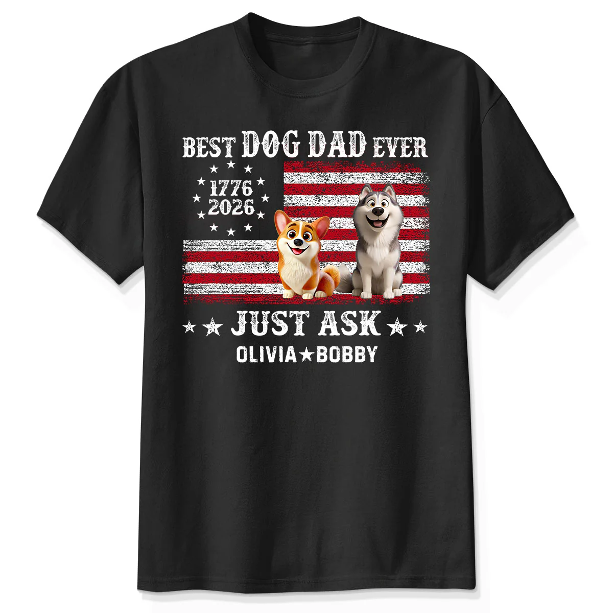 Proud Best Dog Dad Ever Nation Flag 250th Anniversary - Personalized Shirt - Father's Day Gift For Dog Dad, Dog Lovers - Image 5