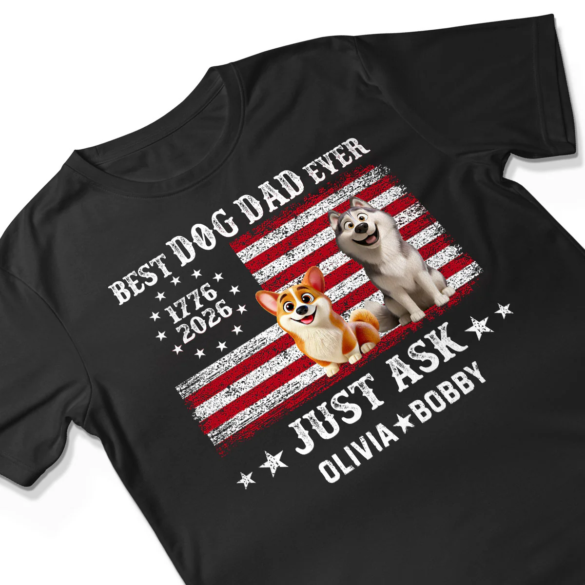 Proud Best Dog Dad Ever Nation Flag 250th Anniversary - Personalized Shirt - Father's Day Gift For Dog Dad, Dog Lovers - Image 7