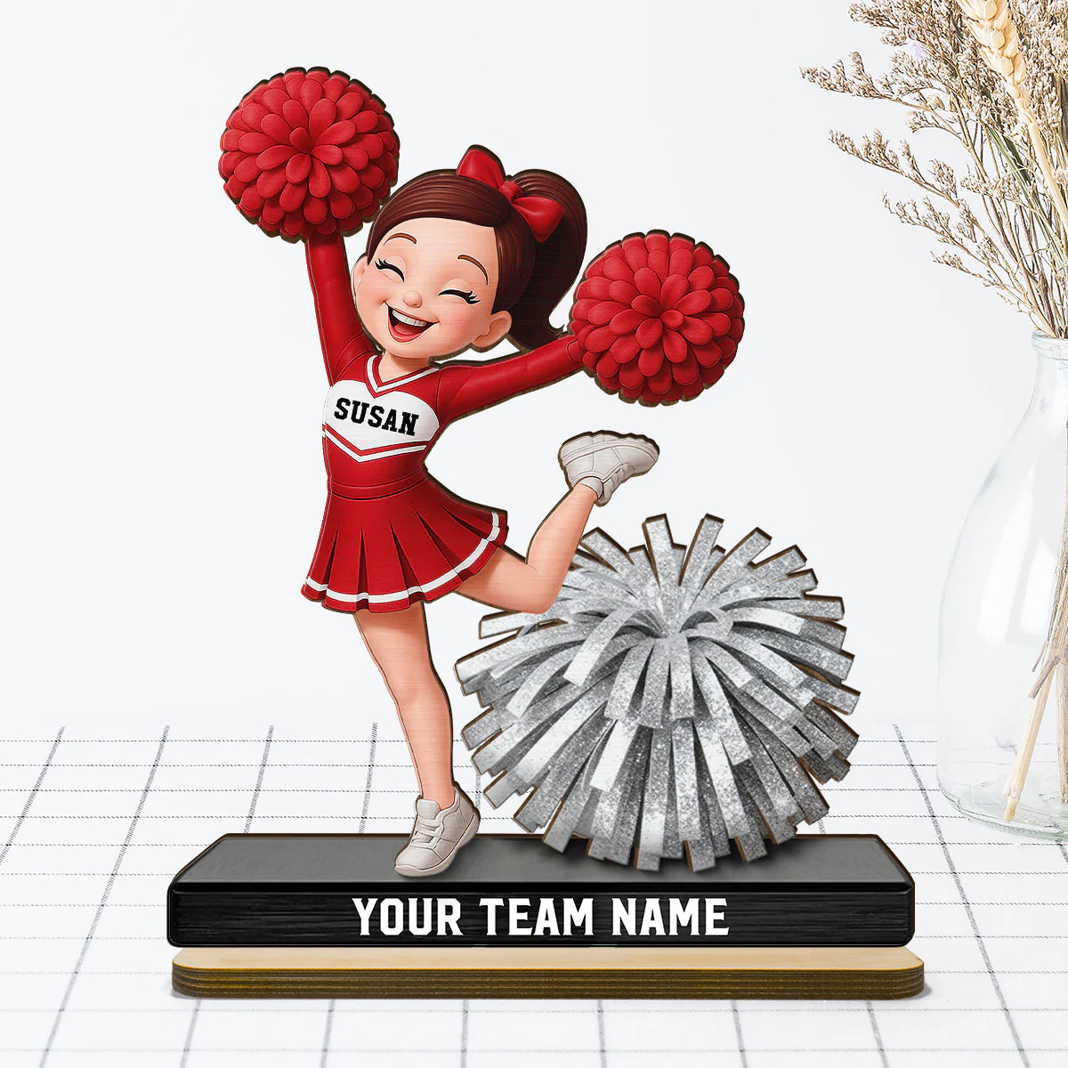 Proud Cheerleader - Personalized 2-Layered Wooden Plaque - Gift For Cheerleaders
