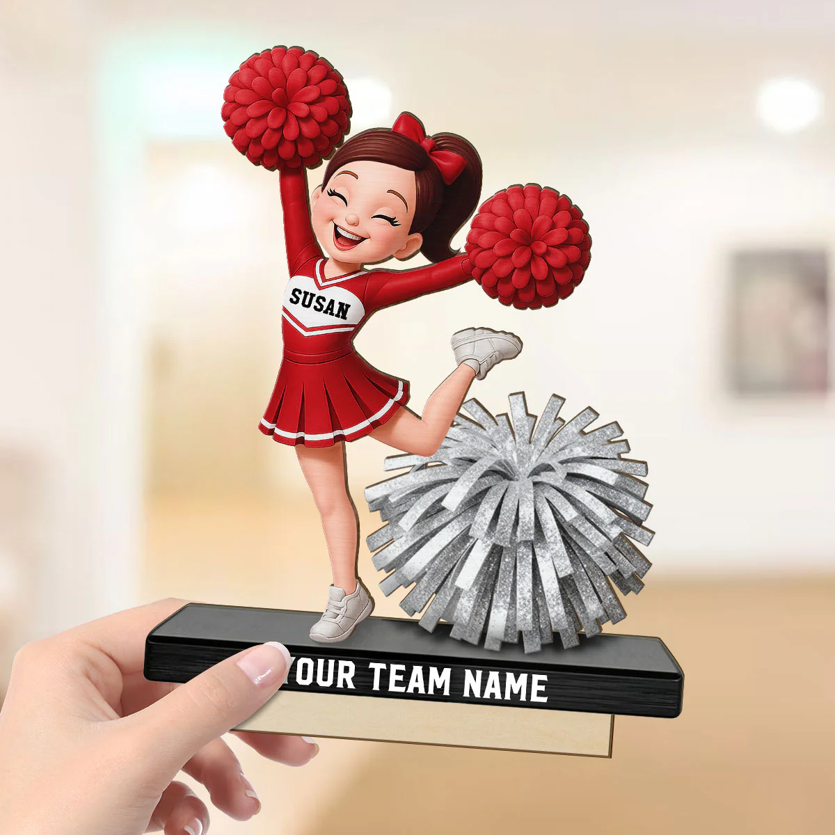 Proud Cheerleader - Personalized 2-Layered Wooden Plaque - Gift For Cheerleaders - Image 3