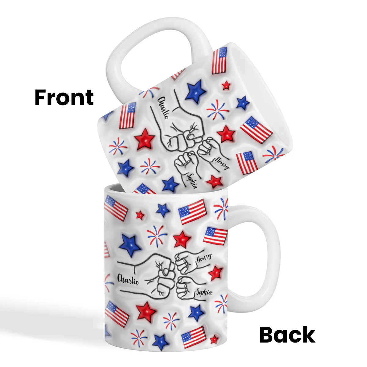 Proud Dad Grandpa Fist Bump Personalized 3D Inflated Effect Printed Mug - Image 6