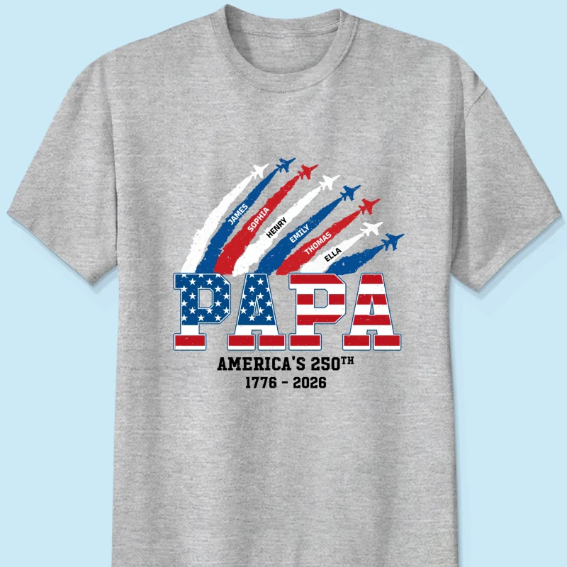 Proud Dad Grandpa Nation Flag American 250th Anniversary Light Color - Personalized Shirt - Gift For Dad, Grandpa - Image 10