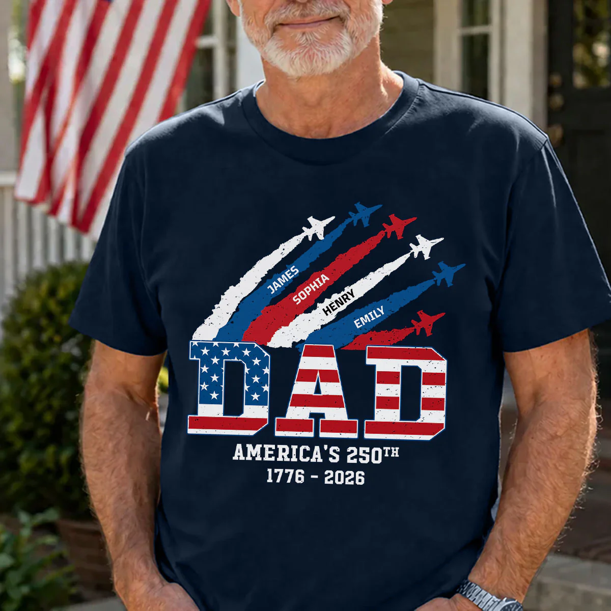 Proud Dad Nation Flag American 250th Anniversary - Personalized Shirt - Cool Father's Day Gift For Dad - Image 2