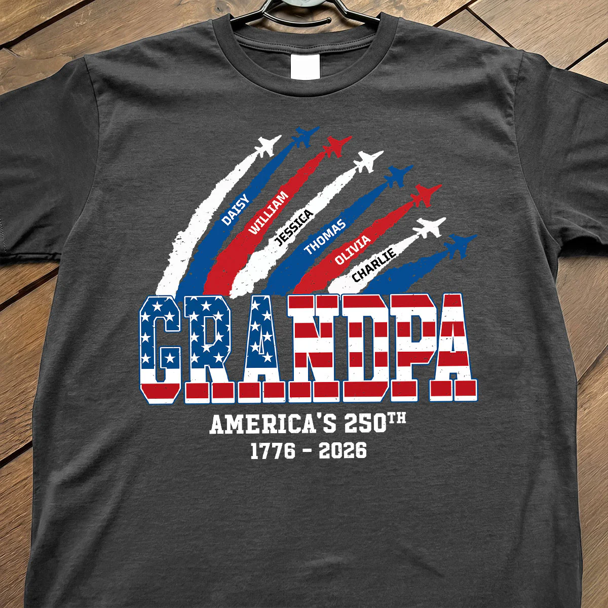 Proud Dad Grandpa Nation Flag American 250th Anniversary - Personalized Shirt - Gift For Dad, Grandpa, Celebrating 250 Years Of Freedom - Image 7