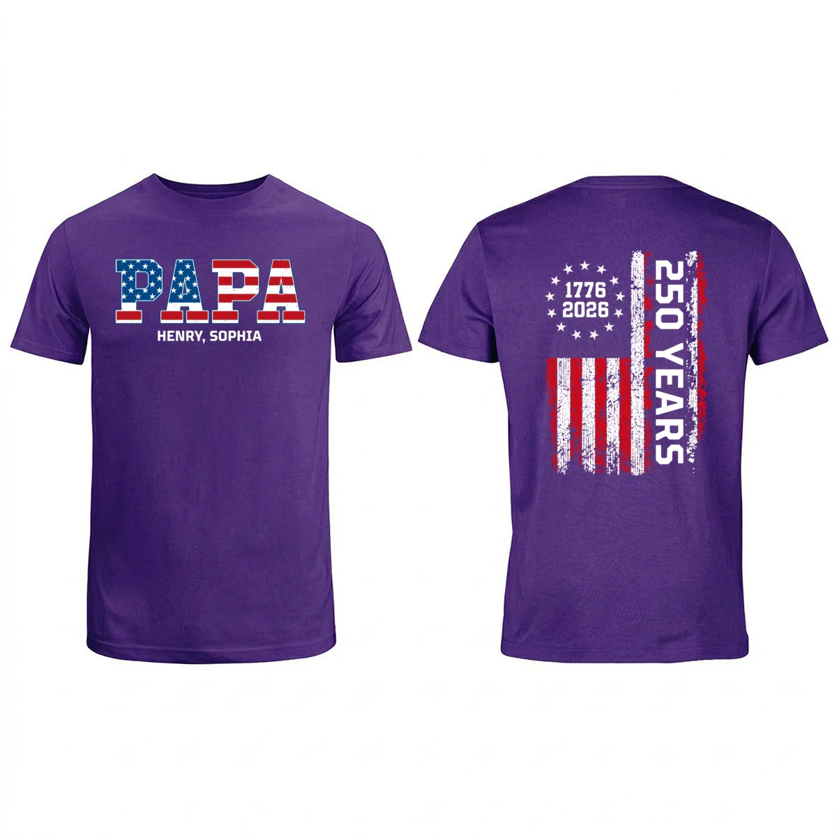 Proud Dad Grandpa Nation Flag We The People American 250th Anniversary - Personalized Double-Slided Shirt - Father's Day Gift For Patriotic Dad, Grandpa - Image 10