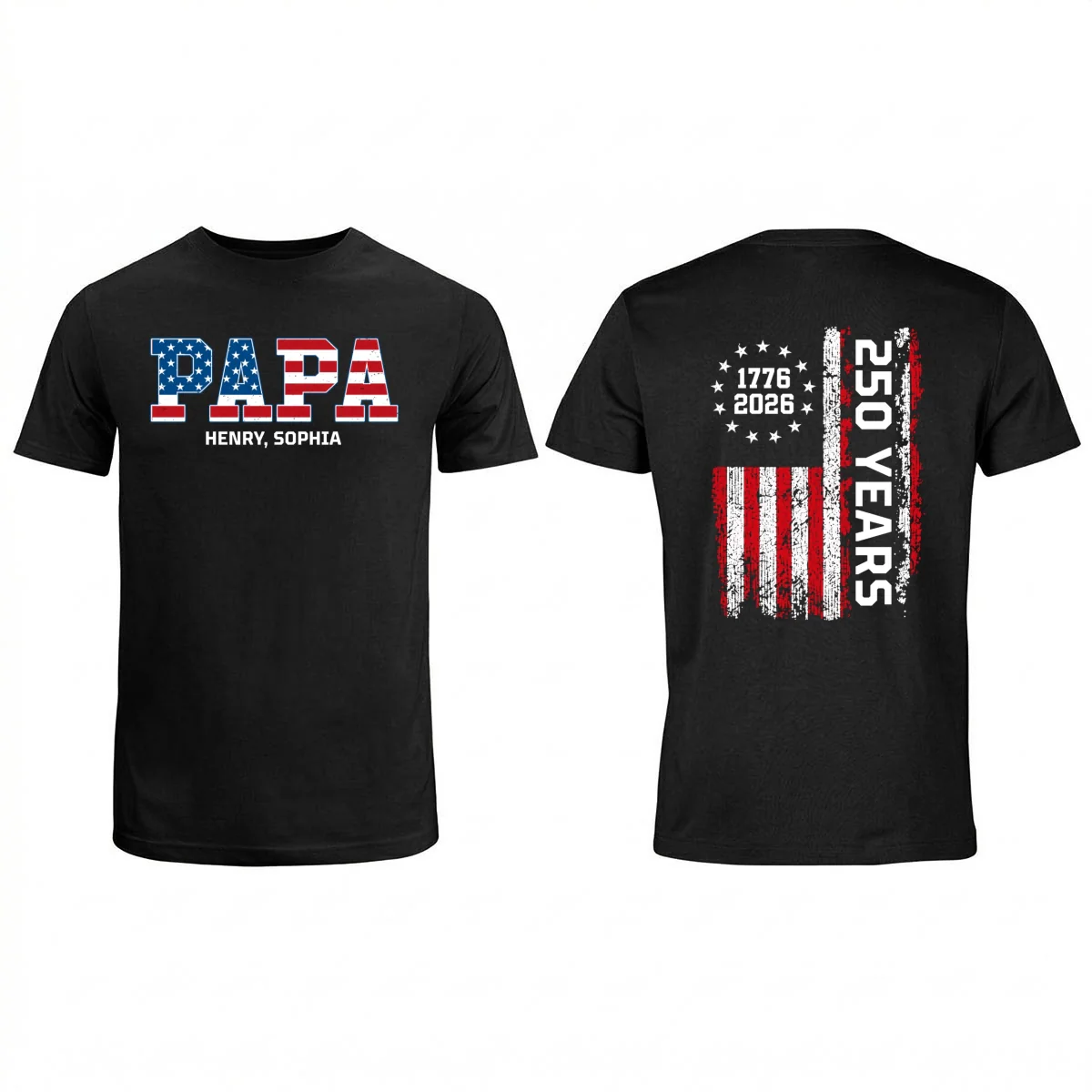 Proud Dad Grandpa Nation Flag We The People American 250th Anniversary - Personalized Double-Slided Shirt - Father's Day Gift For Patriotic Dad, Grandpa - Image 7