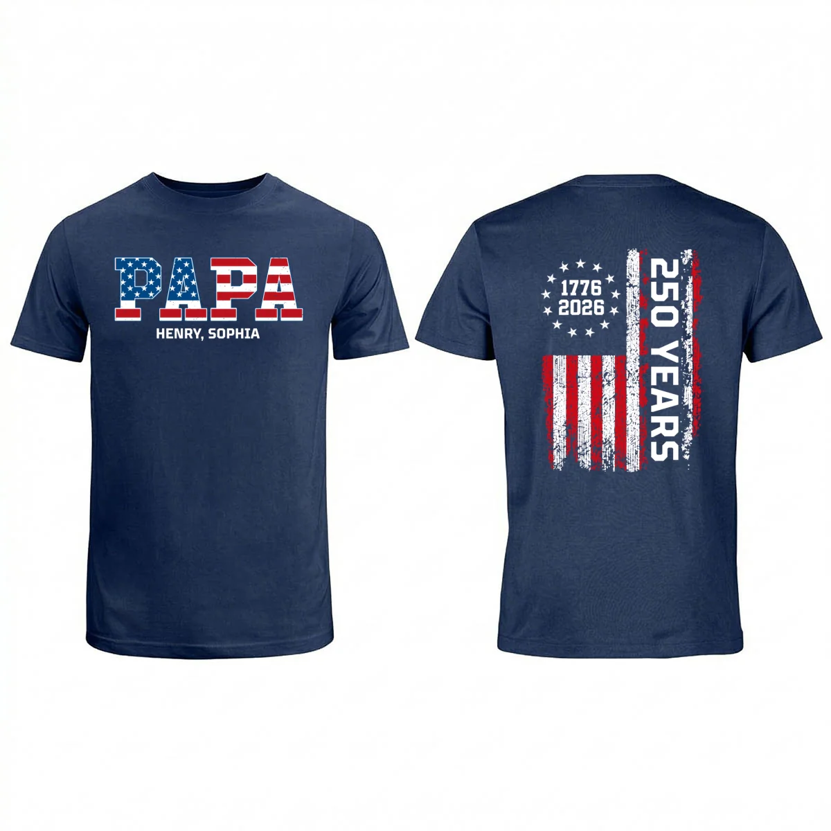 Proud Dad Grandpa Nation Flag We The People American 250th Anniversary - Personalized Double-Slided Shirt - Father's Day Gift For Patriotic Dad, Grandpa - Image 9