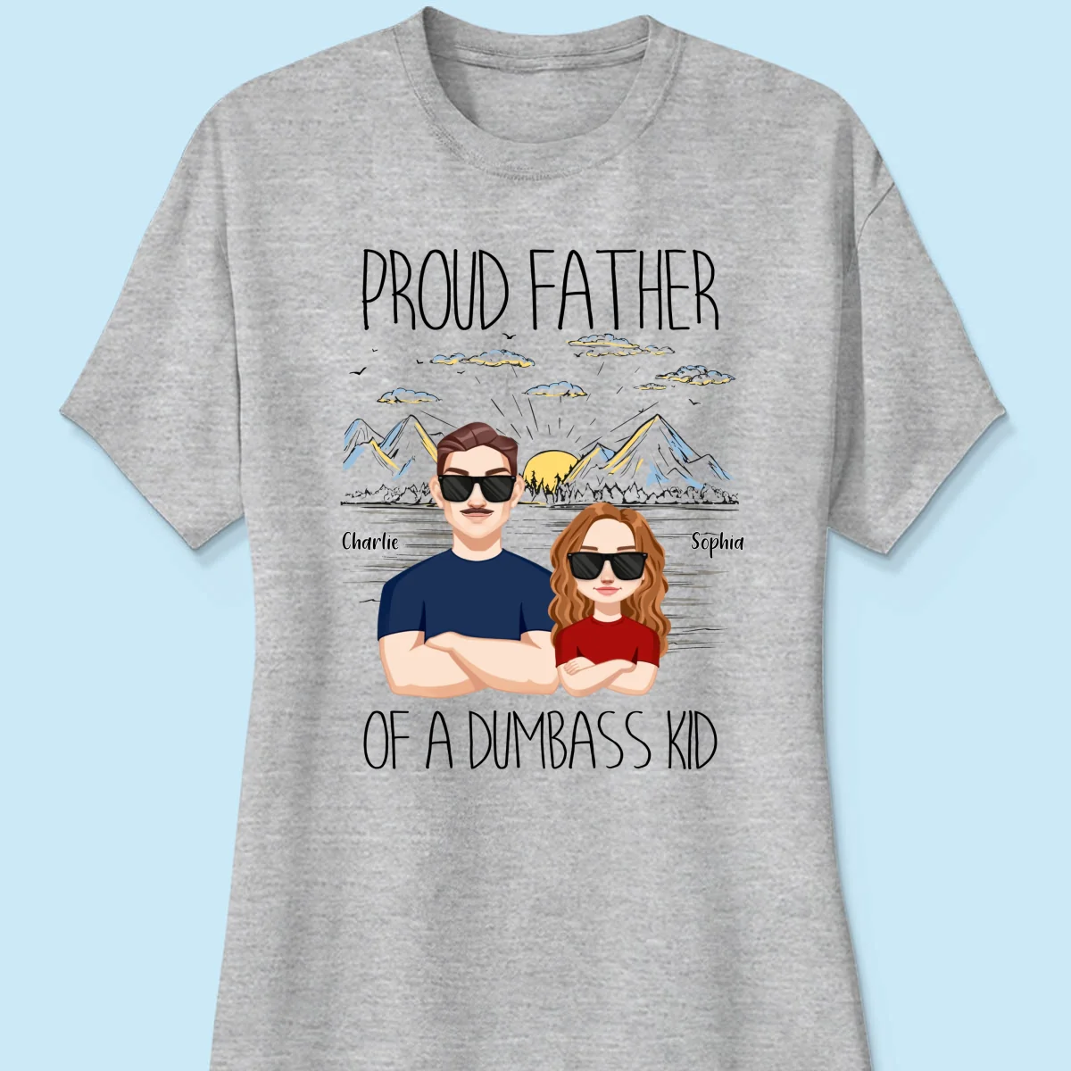 Proud Father Mountain Sketch Background Personalized Shirt - Image 12