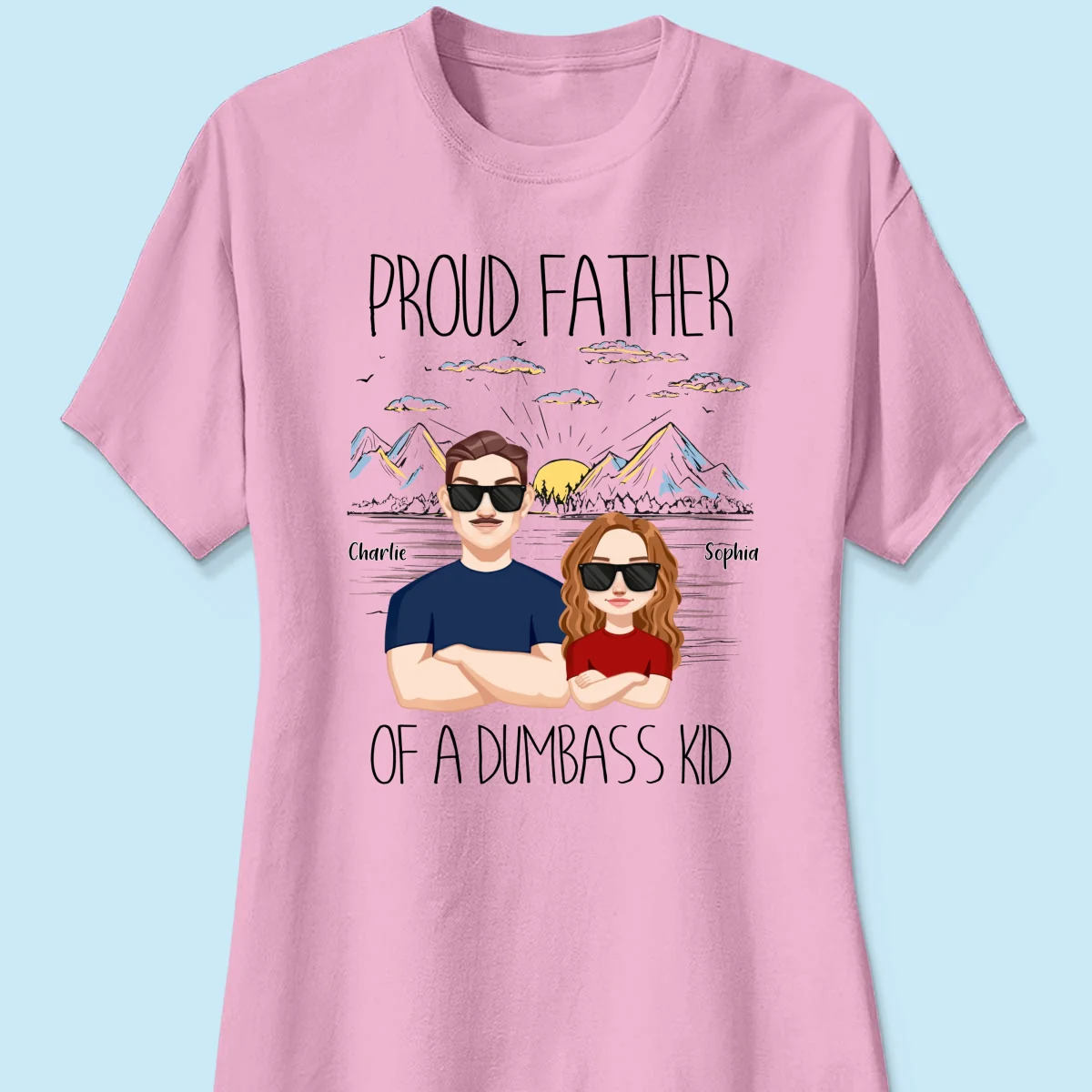 Proud Father Mountain Sketch Background Personalized Shirt - Image 13