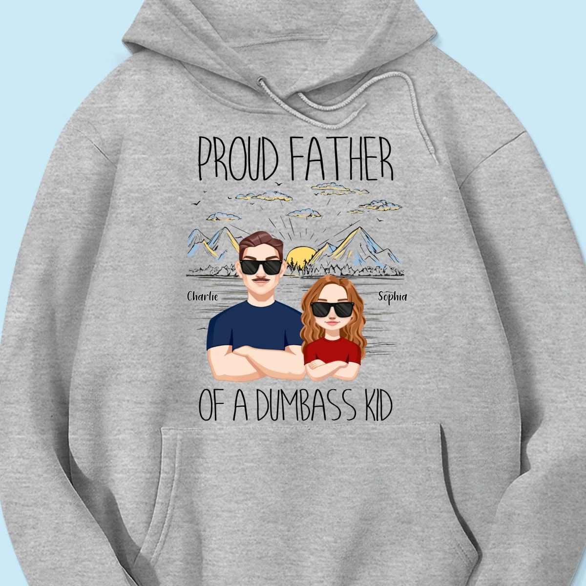 Proud Father Mountain Sketch Background Personalized Shirt - Image 16