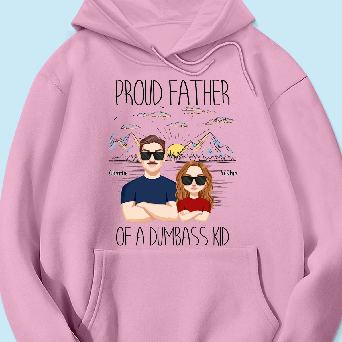 Proud Father Mountain Sketch Background Personalized Shirt - Image 17