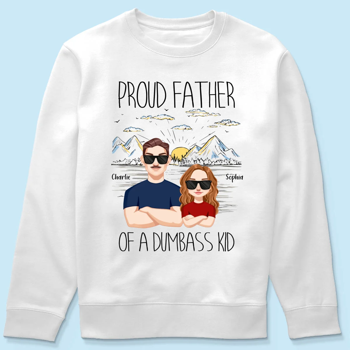 Proud Father Mountain Sketch Background Personalized Shirt - Image 19