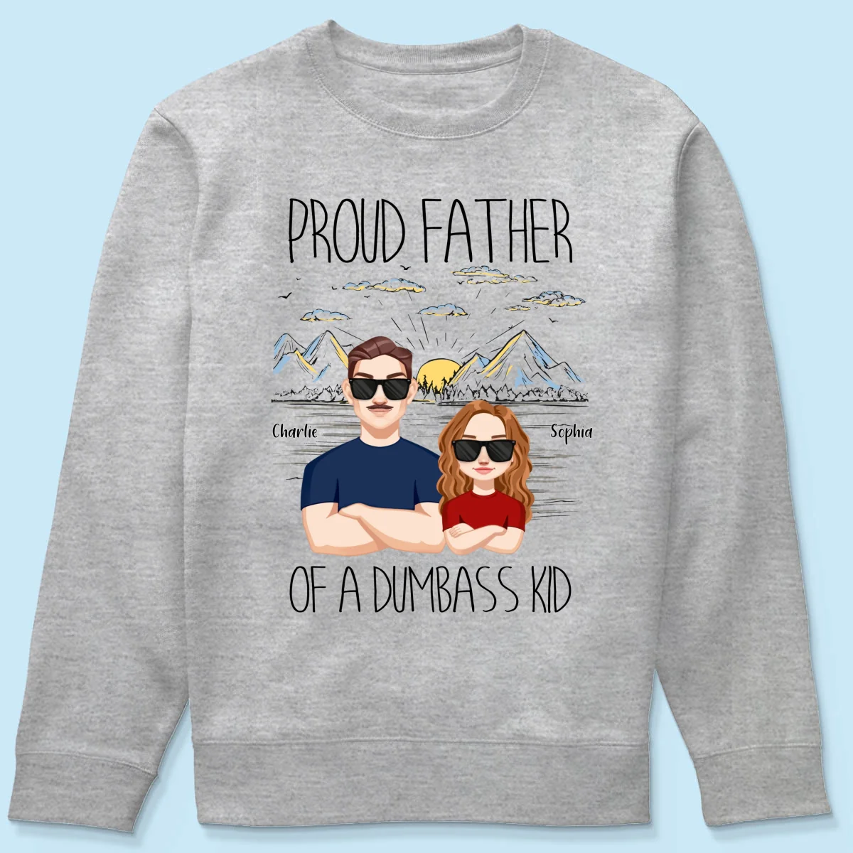 Proud Father Mountain Sketch Background Personalized Shirt - Image 20