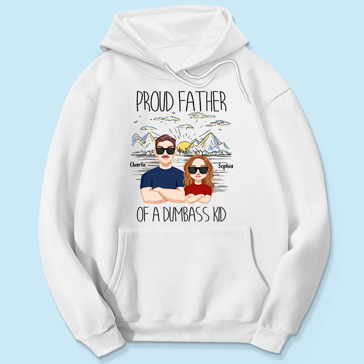 Proud Father Mountain Sketch Background Personalized Shirt - Image 5