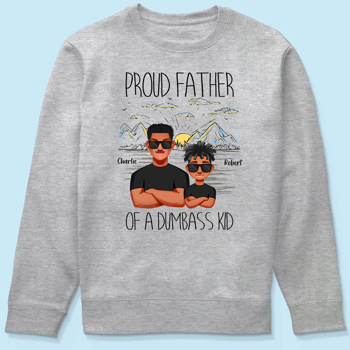 Proud Father Mountain Sketch Background Personalized Shirt - Image 6