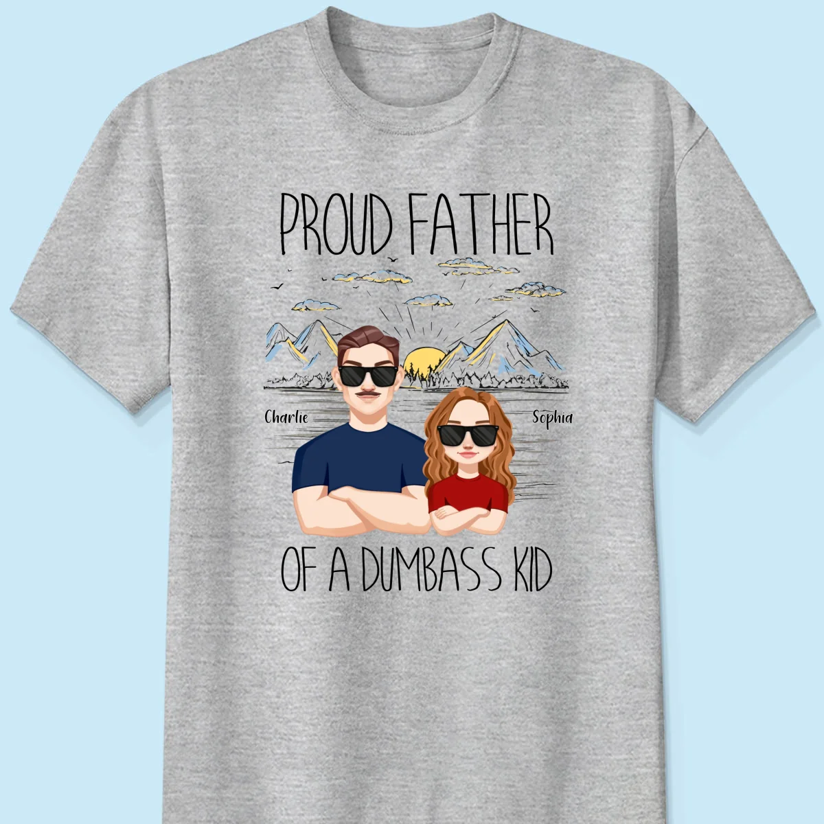 Proud Father Mountain Sketch Background Personalized Shirt - Image 8