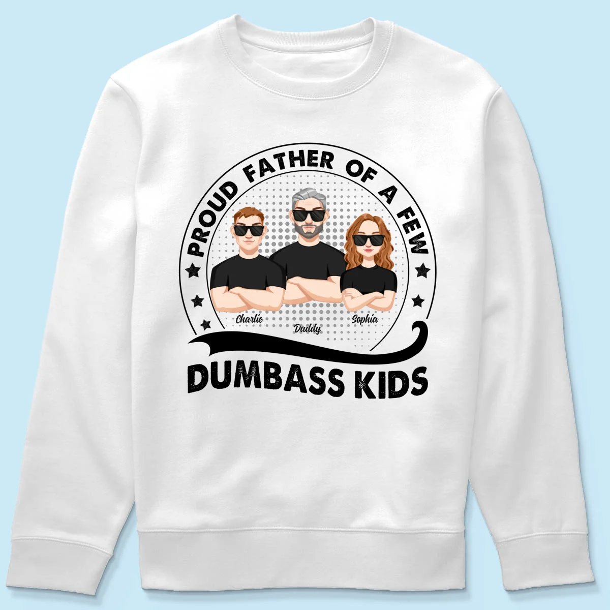 Proud Father Of A Few Kids Retro Circle Personalized Shirt - Image 19