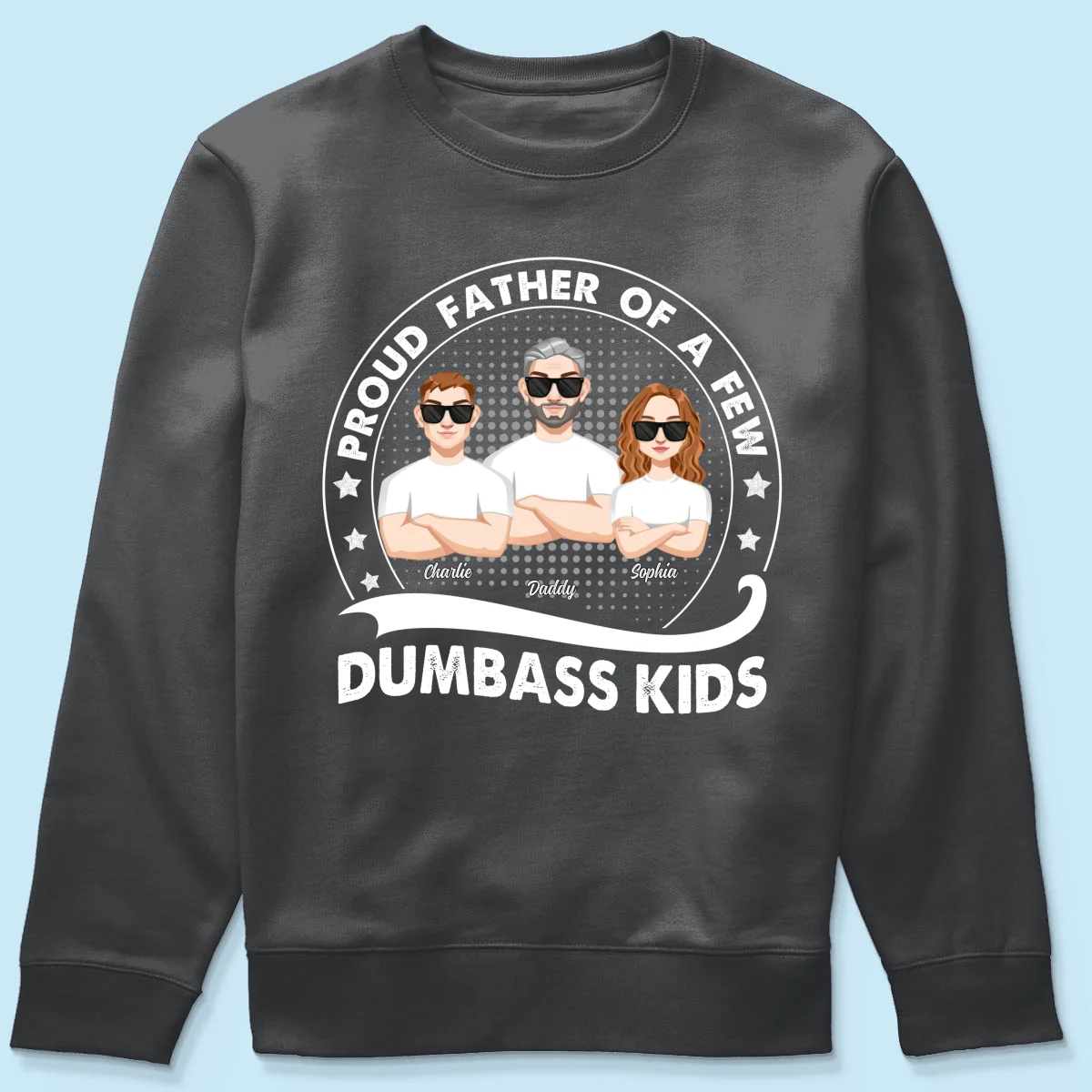 Proud Father Of A Few Kids Retro Circle Personalized Shirt (Dark Color) - Image 18
