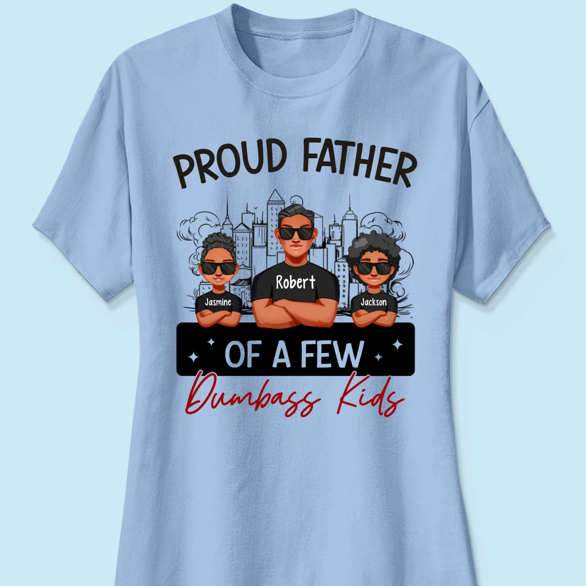 Proud Father Of A Few Kids Sketch Background Personalized Shirt - Image 13
