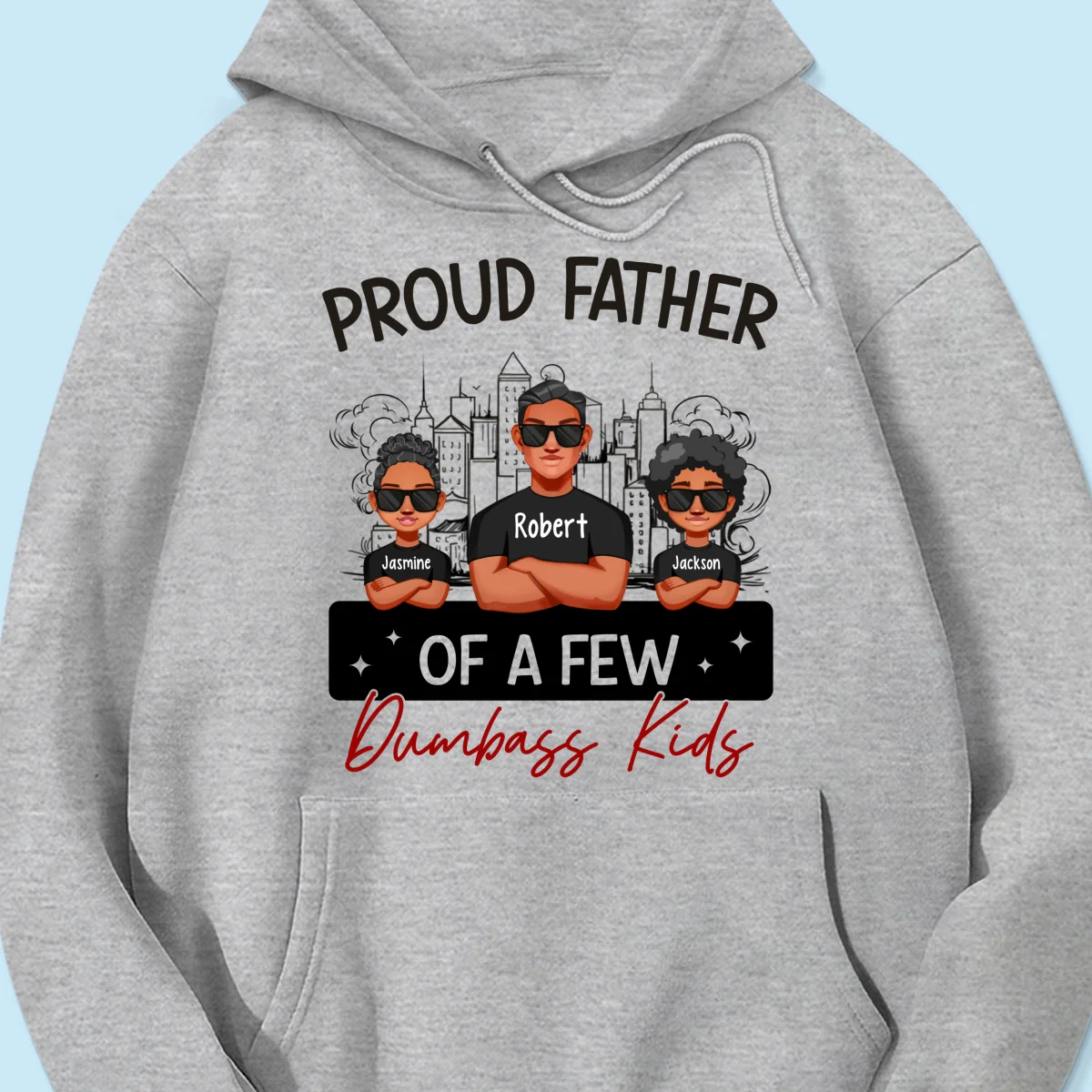 Proud Father Of A Few Kids Sketch Background Personalized Shirt - Image 15
