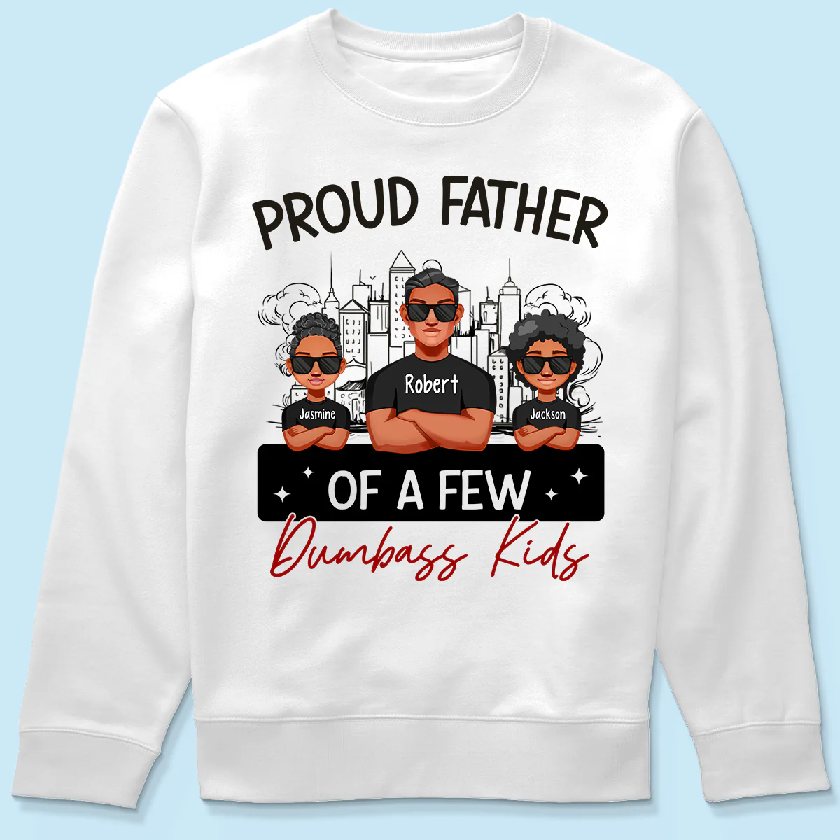 Proud Father Of A Few Kids Sketch Background Personalized Shirt - Image 5
