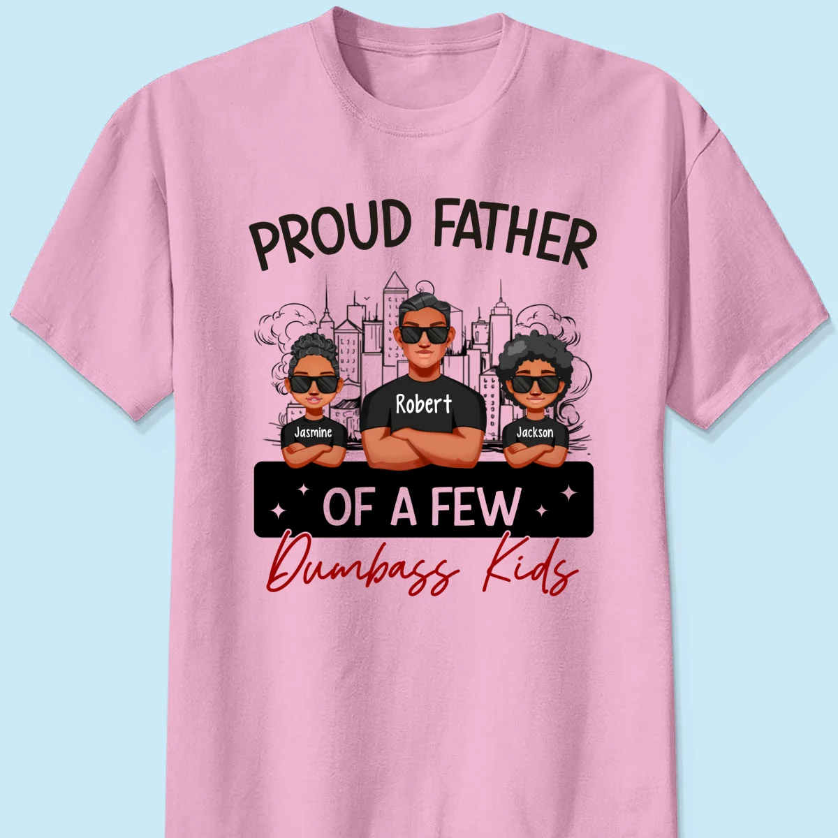 Proud Father Of A Few Kids Sketch Background Personalized Shirt - Image 8