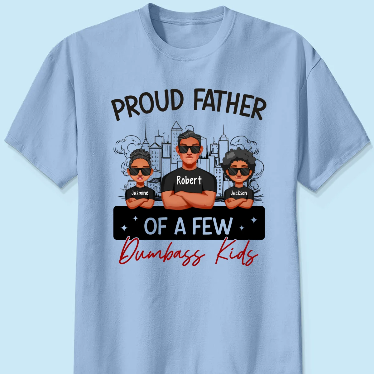Proud Father Of A Few Kids Sketch Background Personalized Shirt - Image 9