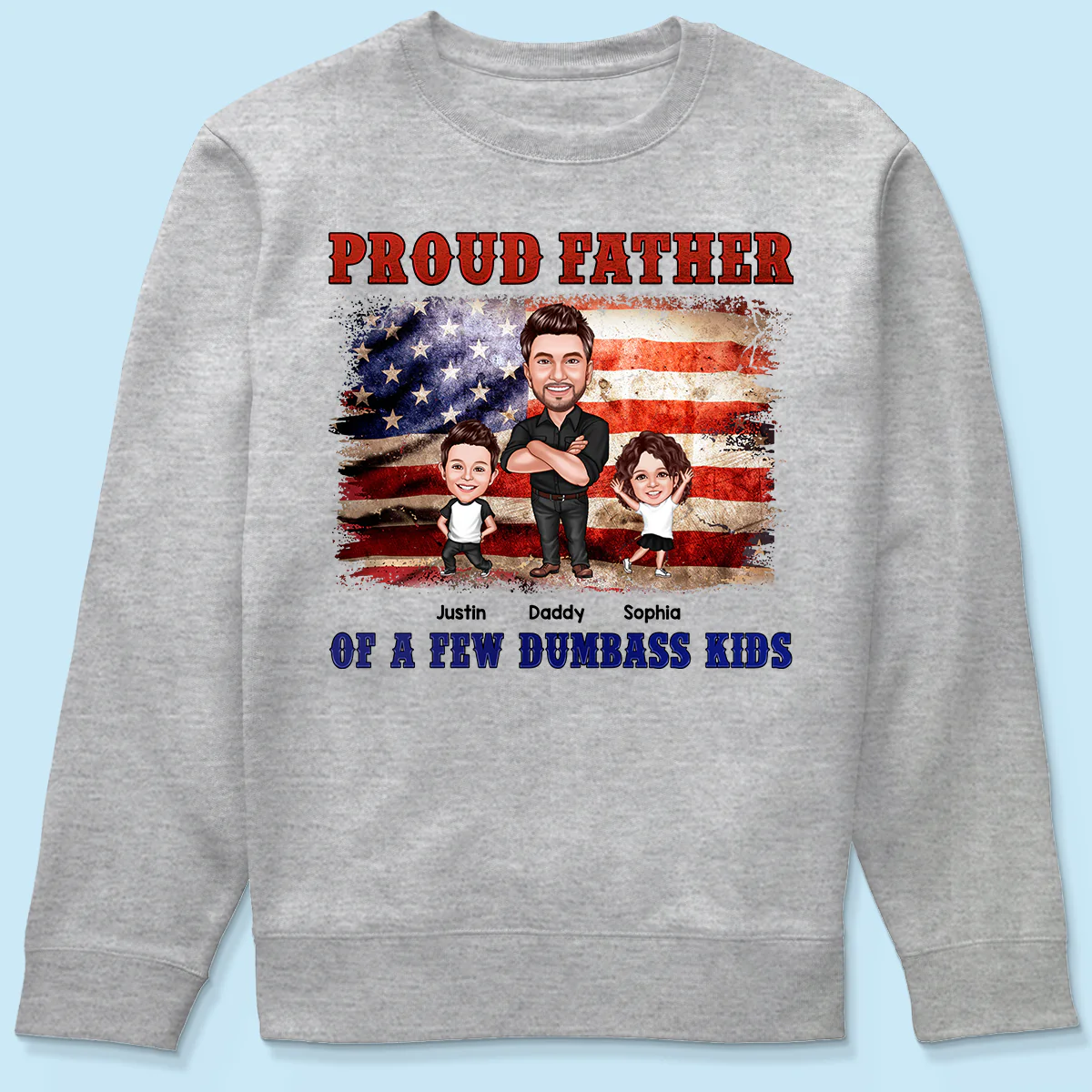 Proud Father Of Kids Caricature Personalized Shirt - Image 5