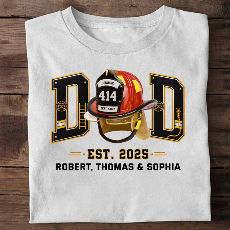 Proud Firefighter Dad Firefighter Helmet - Personalized Shirt - Father's Day Gift For Dad, Husband - Image 16