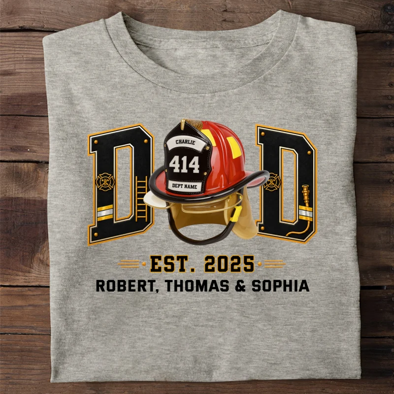 Proud Firefighter Dad Firefighter Helmet - Personalized Shirt - Father's Day Gift For Dad, Husband - Image 17