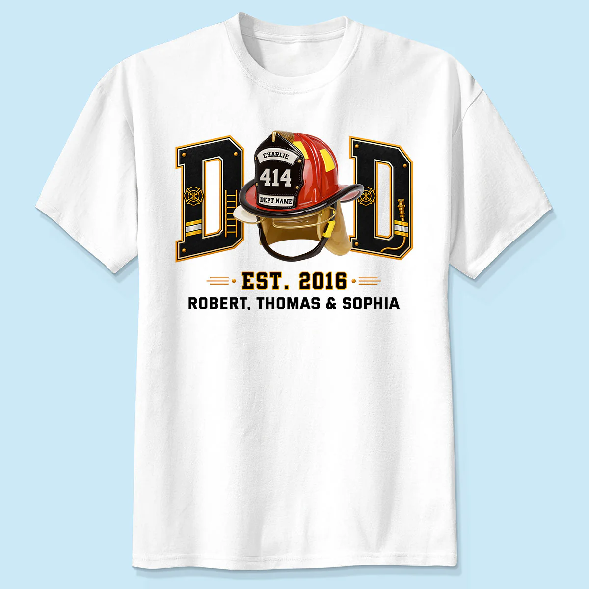 Proud Firefighter Dad Firefighter Helmet - Personalized Shirt - Father's Day Gift For Dad, Husband - Image 5
