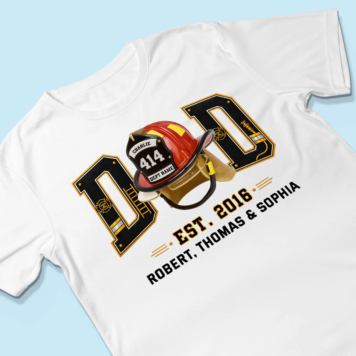 Proud Firefighter Dad Firefighter Helmet - Personalized Shirt - Father's Day Gift For Dad, Husband - Image 7