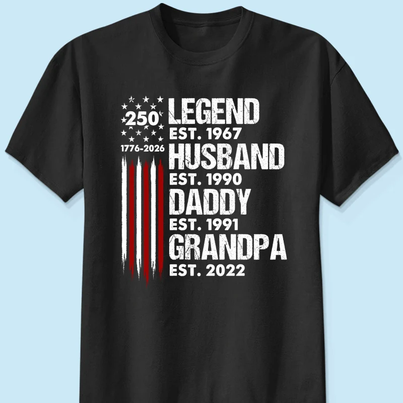 Proud Grandpa Legend Nation Flag American 250th Anniversary - Personalized Shirt - Father's Day Gift For Dad, Grandpa - Image 9