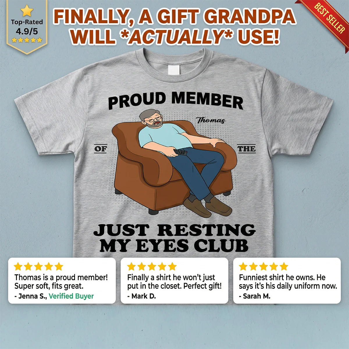 Proud Member Of Just Resting My Eyes Club - Personalized Shirt - Funny Father's Day Gift For Husband, Dad, Grandpa - Image 7