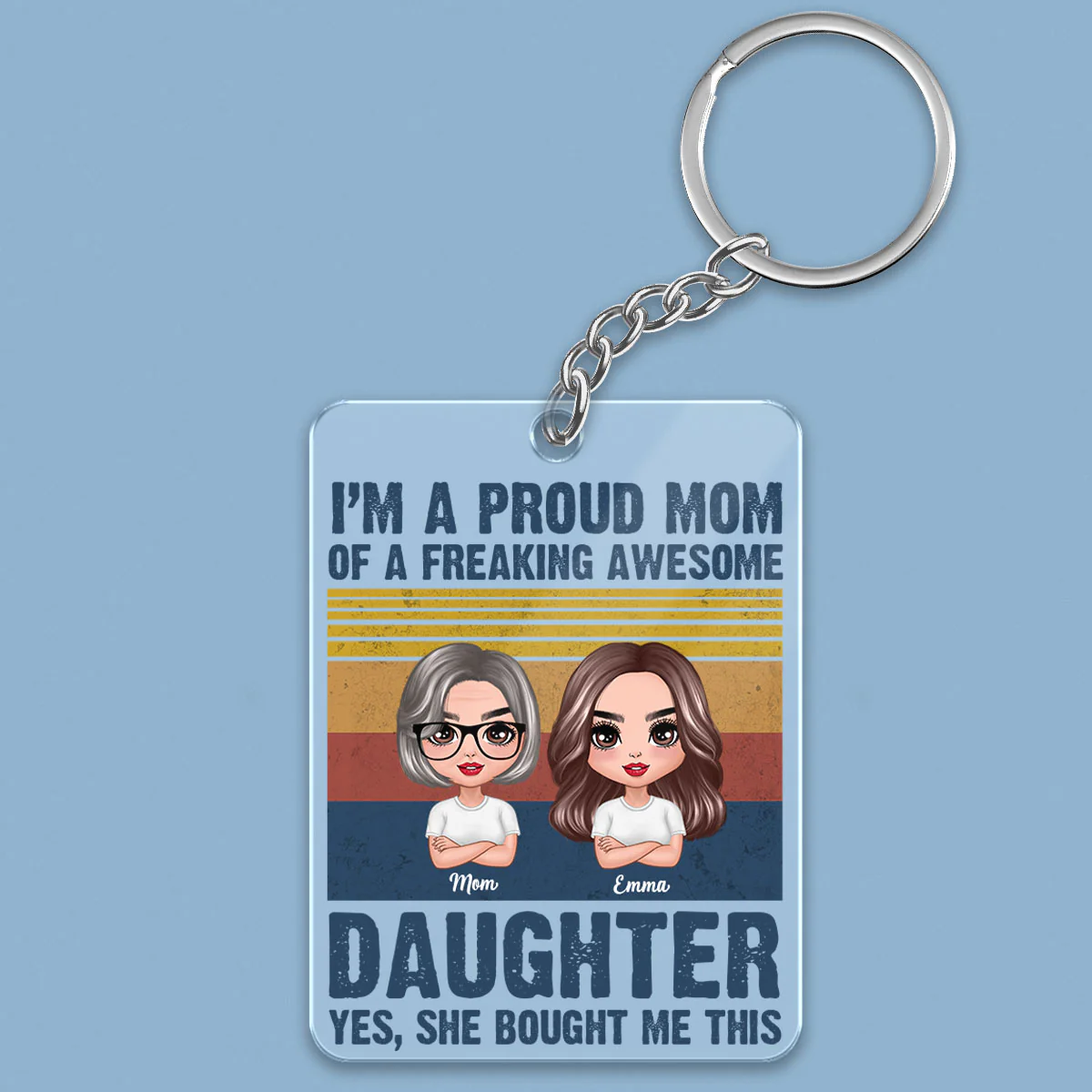 Proud Mom Dad Husband Wife Gift For Family Personalized Acrylic Keychain - Image 2