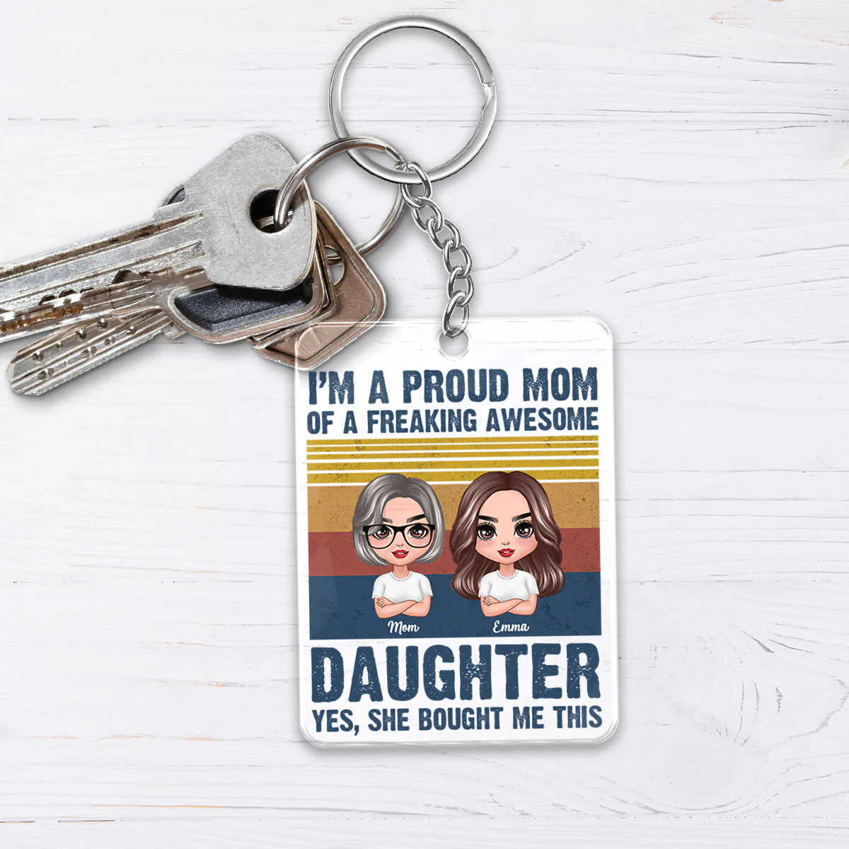 Proud Mom Dad Husband Wife Gift For Family Personalized Acrylic Keychain - Image 3