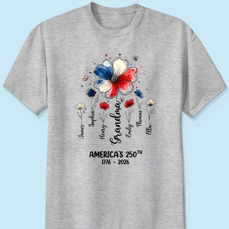 Proud Mom Grandma Flowers American 250th Anniversary - Personalized Shirt - Gift For Mom, Grandma - Image 10