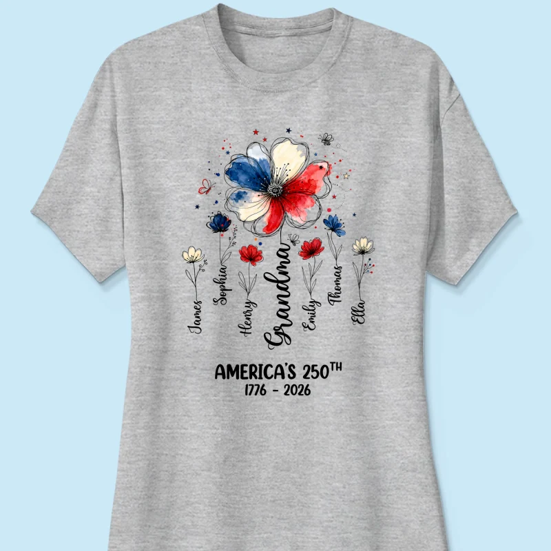 Proud Mom Grandma Flowers American 250th Anniversary - Personalized Shirt - Gift For Mom, Grandma - Image 15