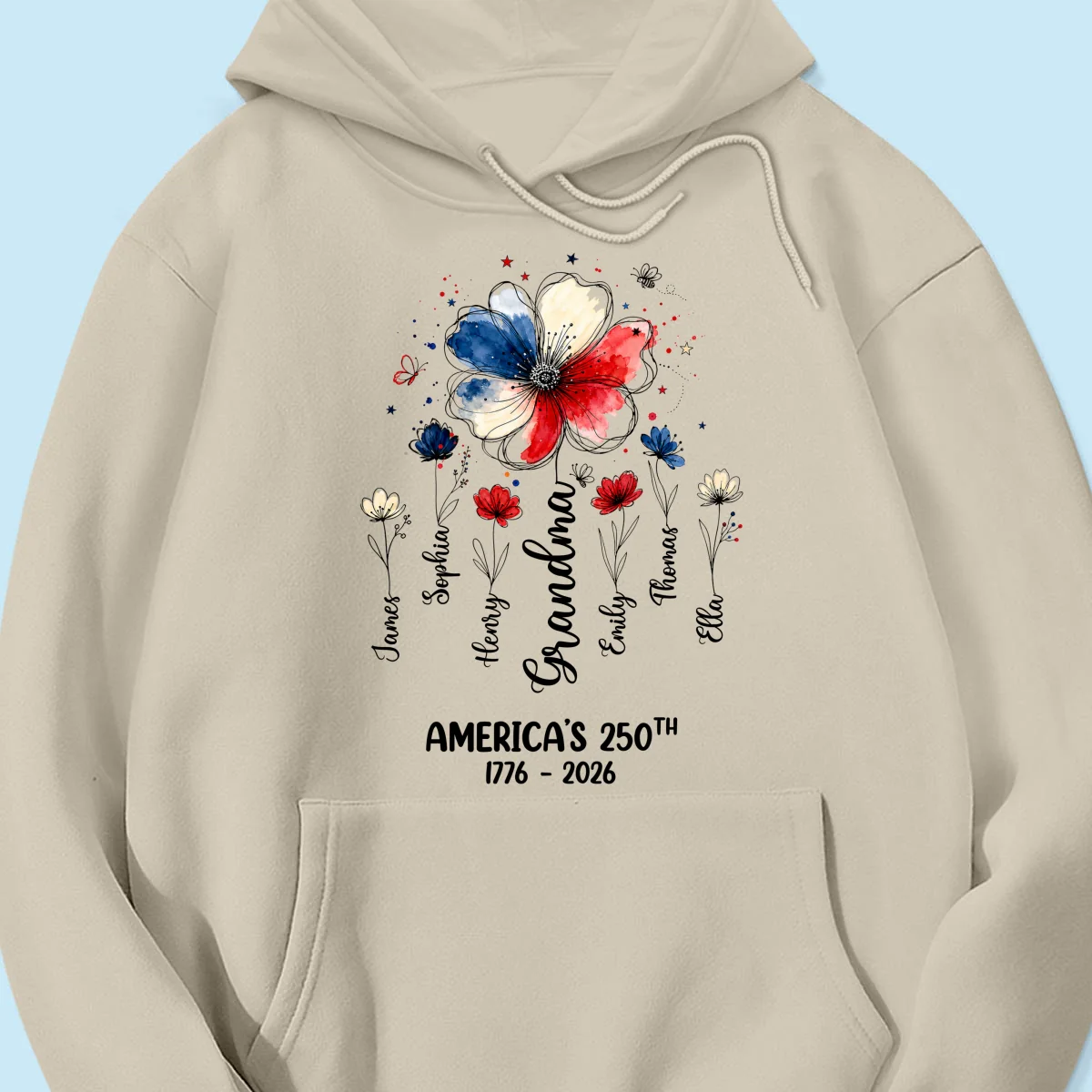 Proud Mom Grandma Flowers American 250th Anniversary - Personalized Shirt - Gift For Mom, Grandma - Image 24