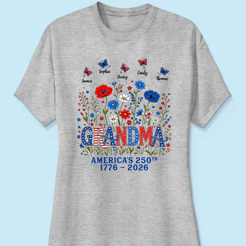 Proud Mom Grandma Nation Flag Flowers American 250th Anniversary - Personalized Shirt - Gift For Mom, Grandma - Image 22