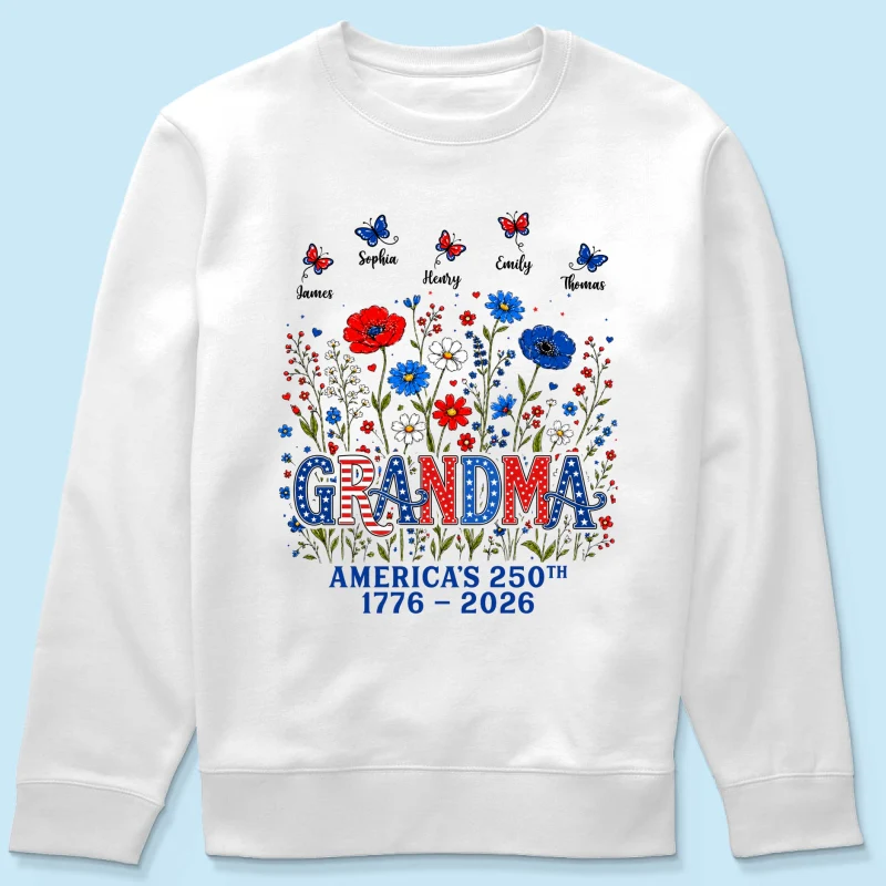 Proud Mom Grandma Nation Flag Flowers American 250th Anniversary - Personalized Shirt - Gift For Mom, Grandma - Image 32