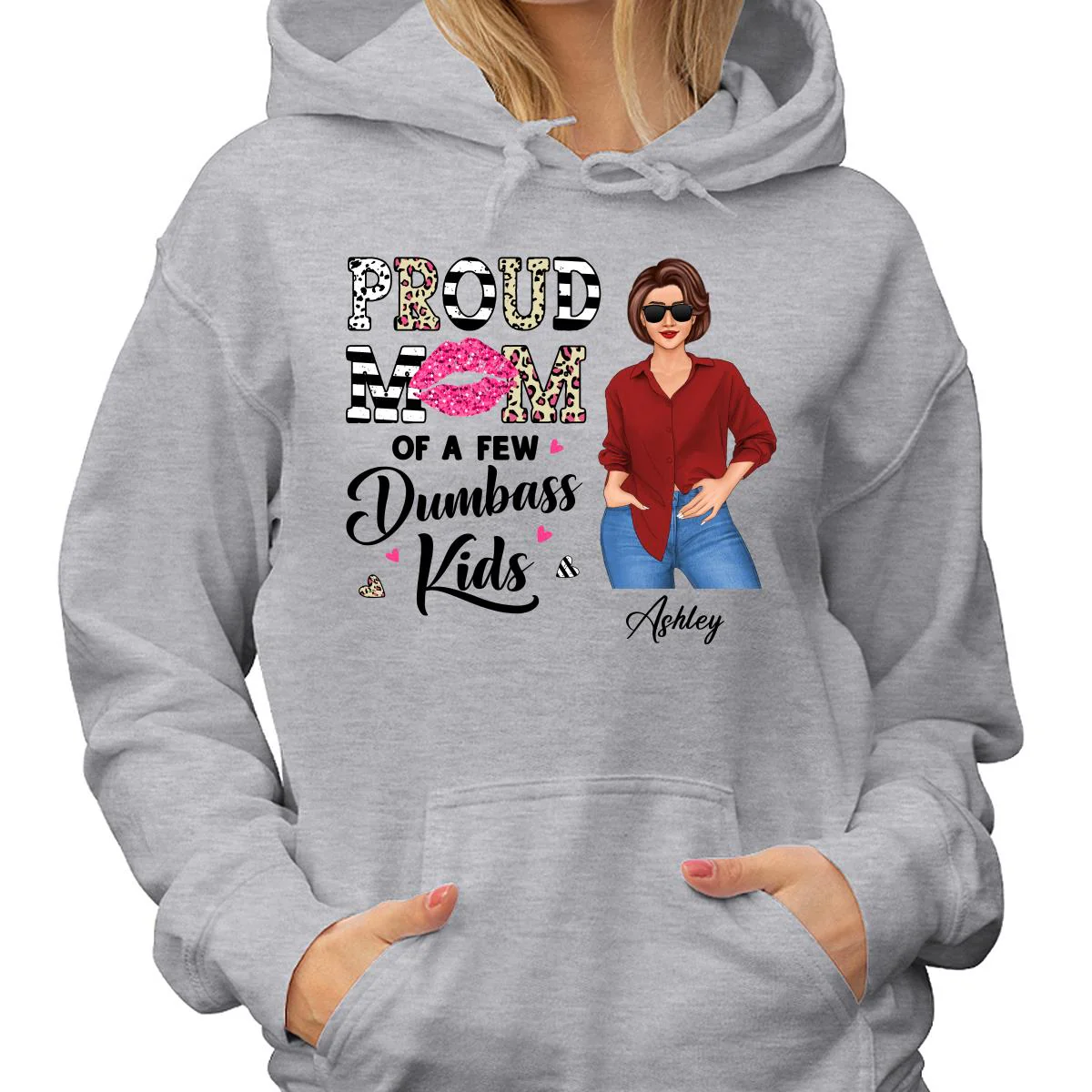 Proud Mother Of A Few Kids Leopard Lips Stripe Funny Gift For Mom Personalized Shirt - Image 4